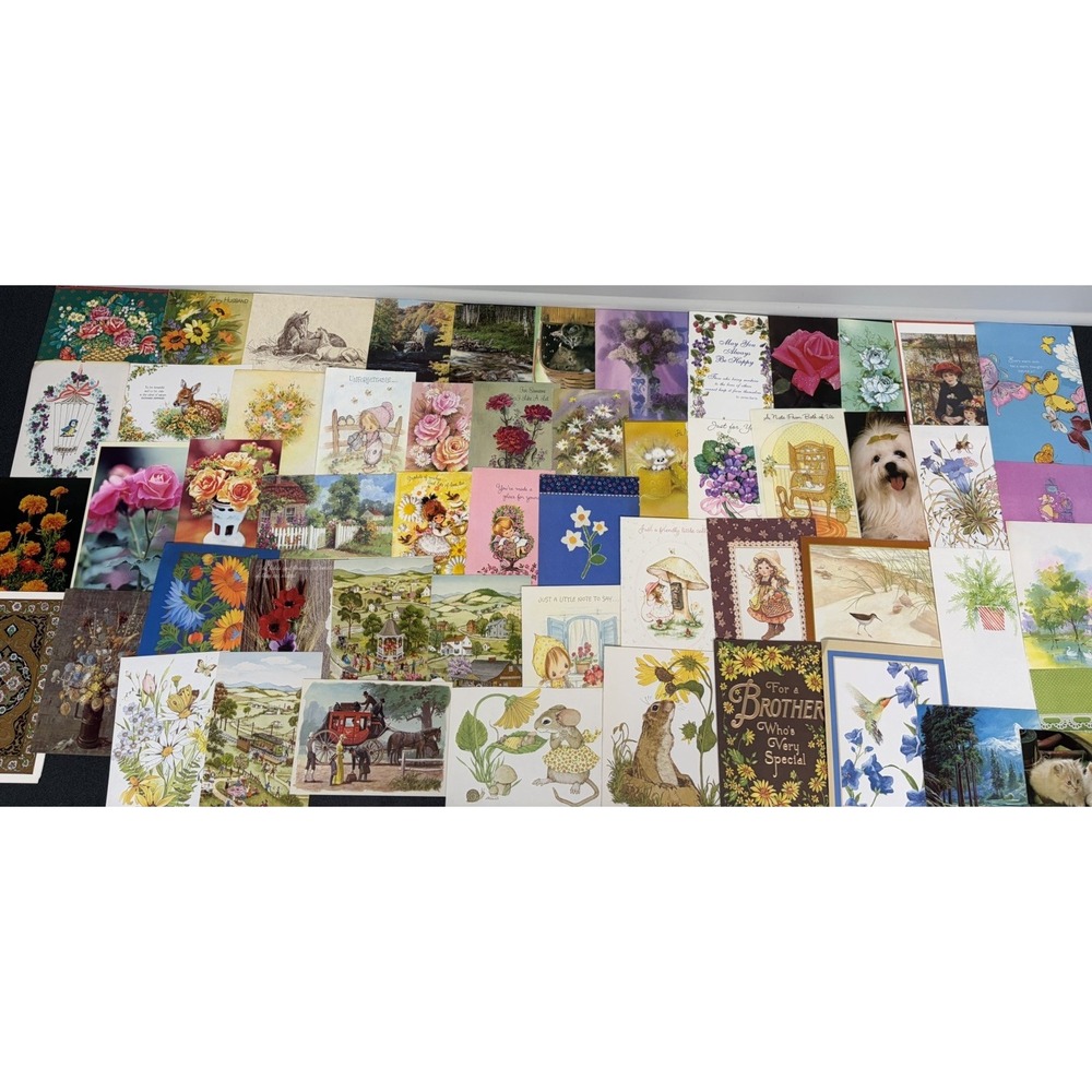 Vintage Thinking of You Cards Fronts ONLY Scrapbooking Crafts Lot of 50+